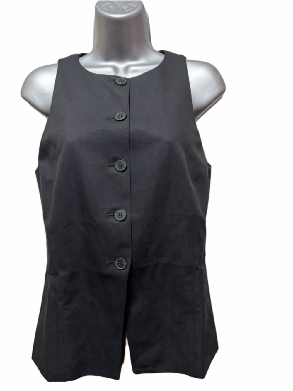 NWT Madewell Crewneck Cutaway Vest in Drapey Twill in black size 0 - Picture 2 of 9
